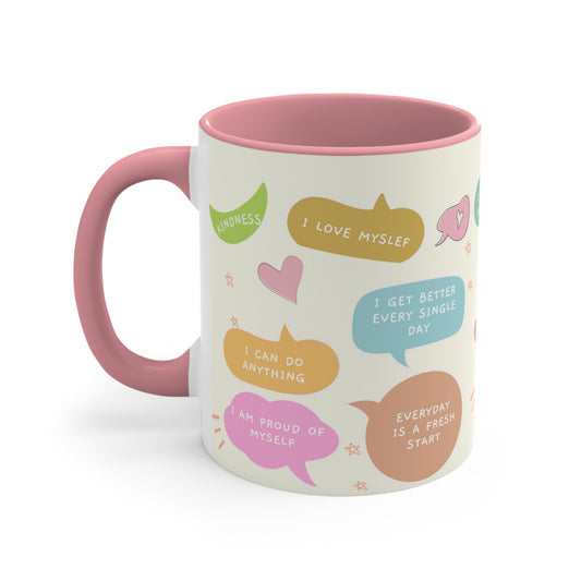 Self Affirmation Self Love Colorful Accent Mugs, 11oz