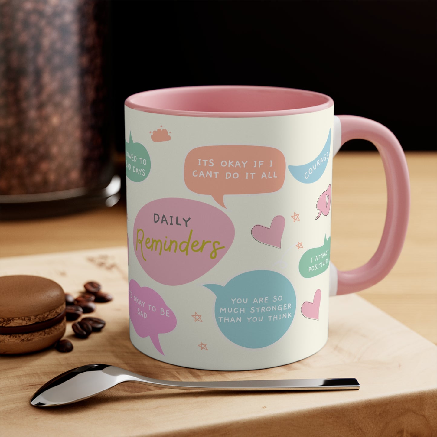 Self Affirmation Self Love Colorful Accent Mugs, 11oz