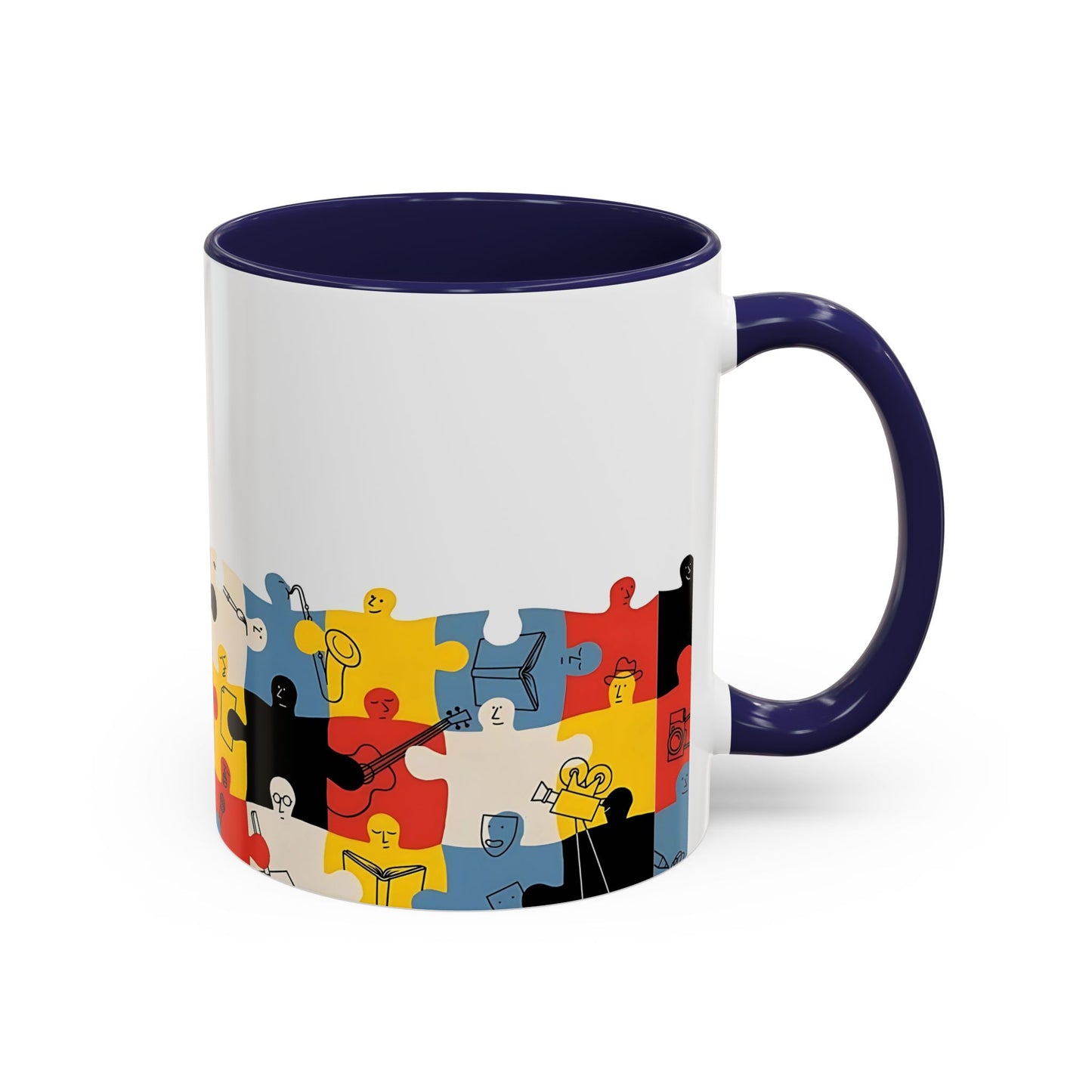 Music Puzzle Art Mug Design - Accent Coffee Mug (11, 15oz)