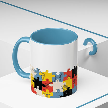 Music Puzzle Art Mug Design - Accent Coffee Mug (11, 15oz)