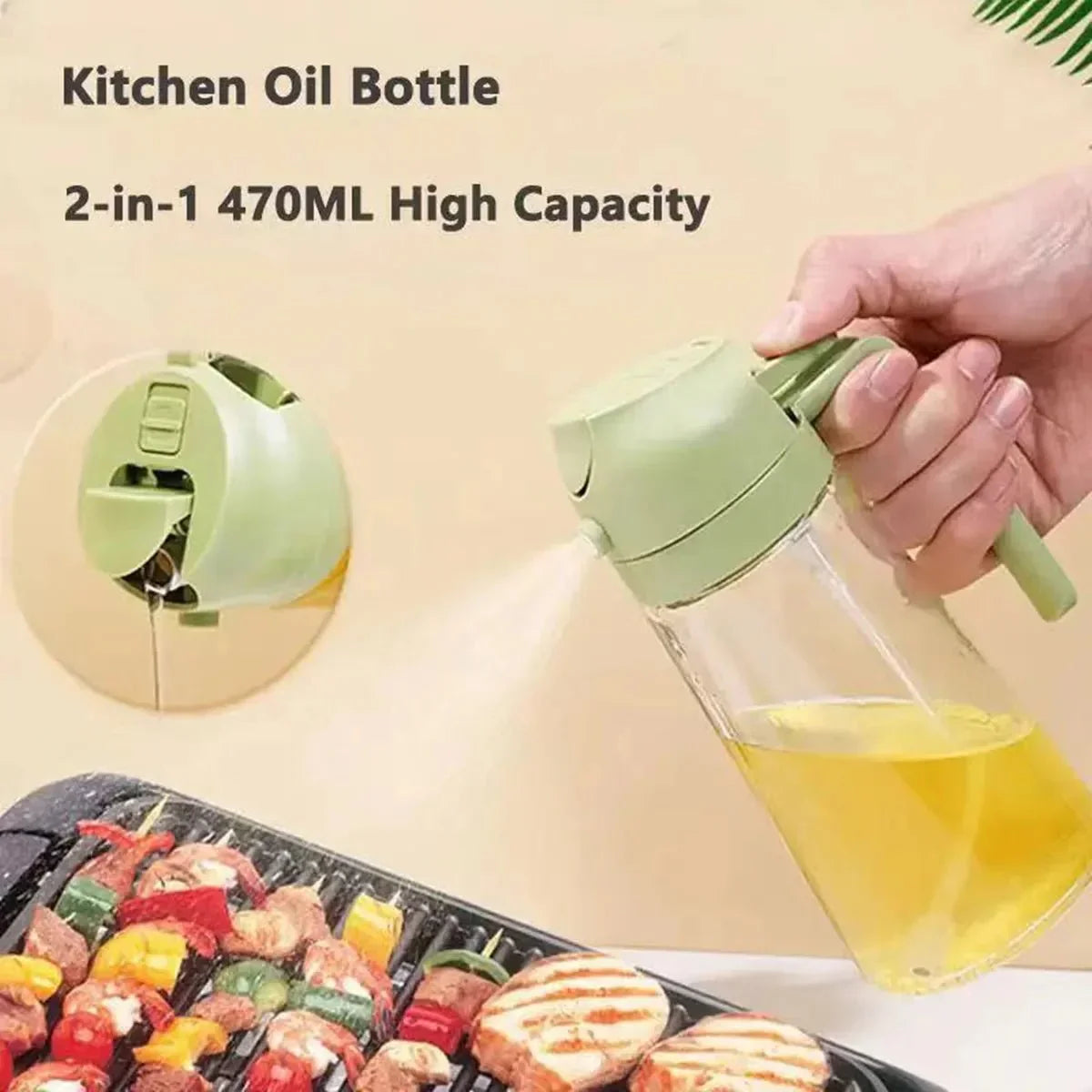 16oz Oil Dispenser Bottle for Kitchen, 2 in 1 Olive Oil Dispenser and Oil Sprayer, 470ml Olive Oil Spray Bottle for Cooking - Xerxes Eagles