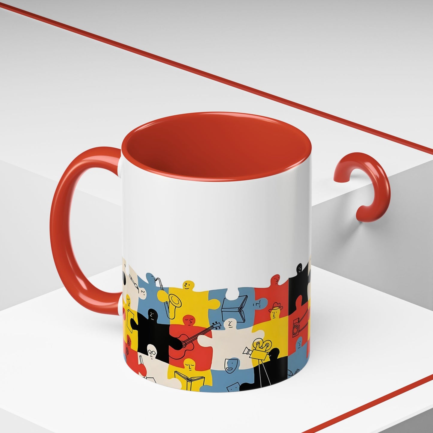 Music Puzzle Art Mug Design - Accent Coffee Mug (11, 15oz)