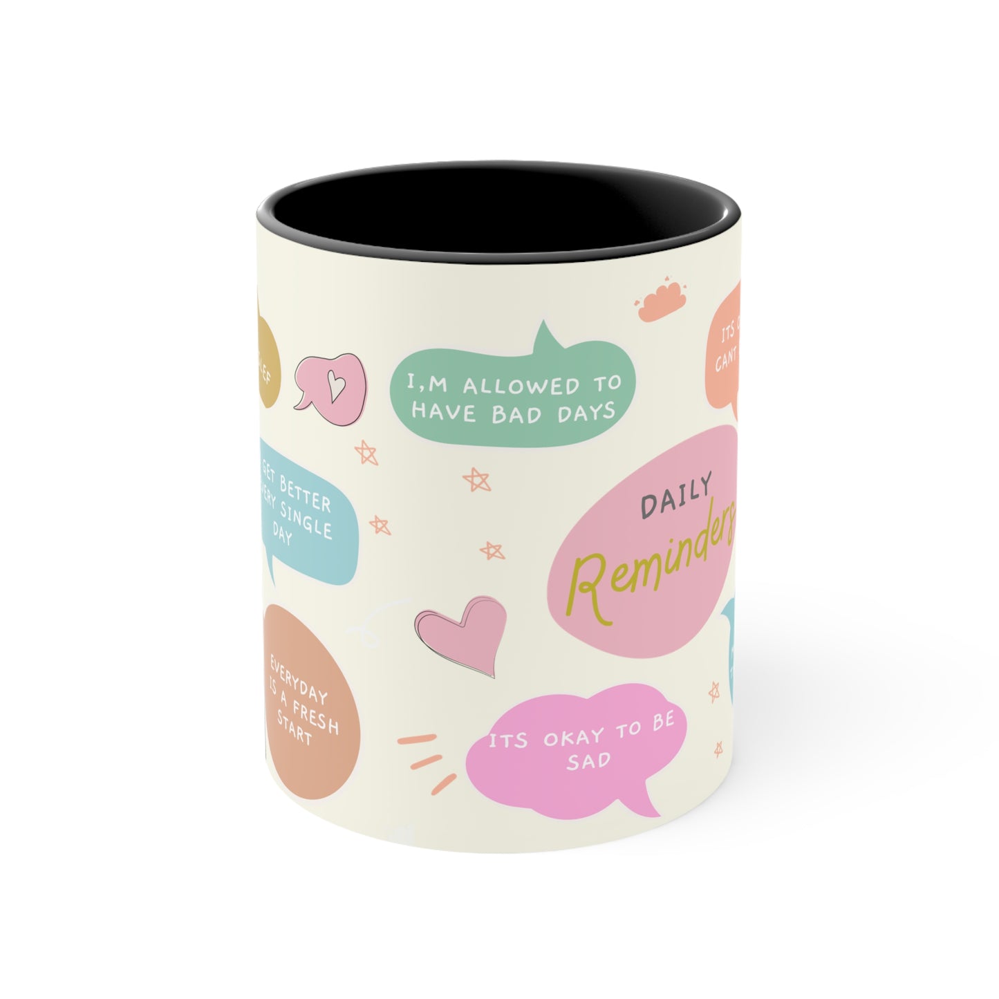 Self Affirmation Self Love Colorful Accent Mugs, 11oz