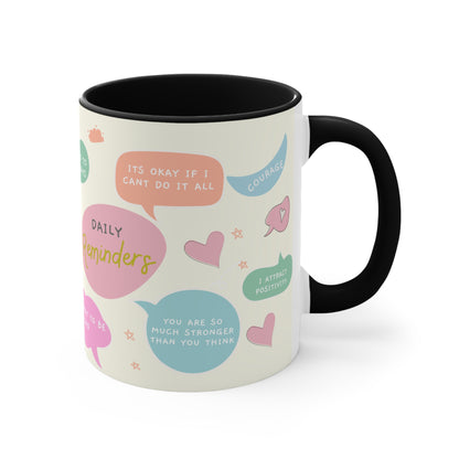 Self Affirmation Self Love Colorful Accent Mugs, 11oz