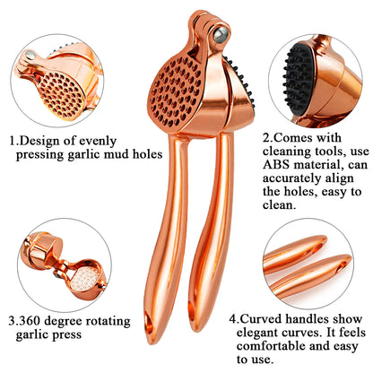 Garlic Press – Stainless Steel Manual Crusher for Garlic, Ginger & Vegetables