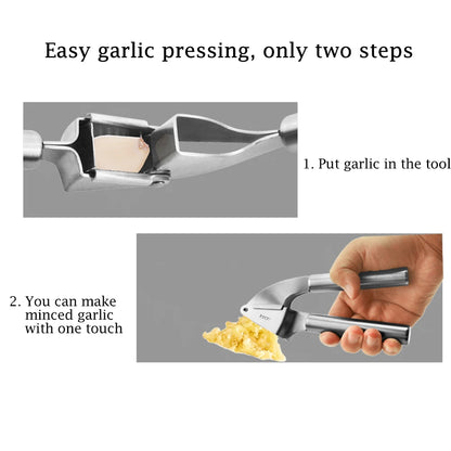 Garlic Press – Stainless Steel Manual Crusher for Garlic, Ginger & Vegetables