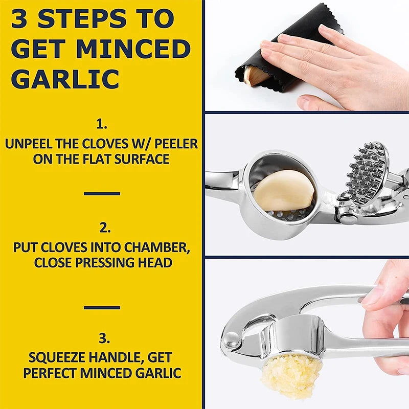 LMETJMA Premium Garlic Press Stainless Steel Garlic Mincer Garlic Crusher Easy to Squeeze and Clean Kitchen Tools JT202 Xerxes Eagles