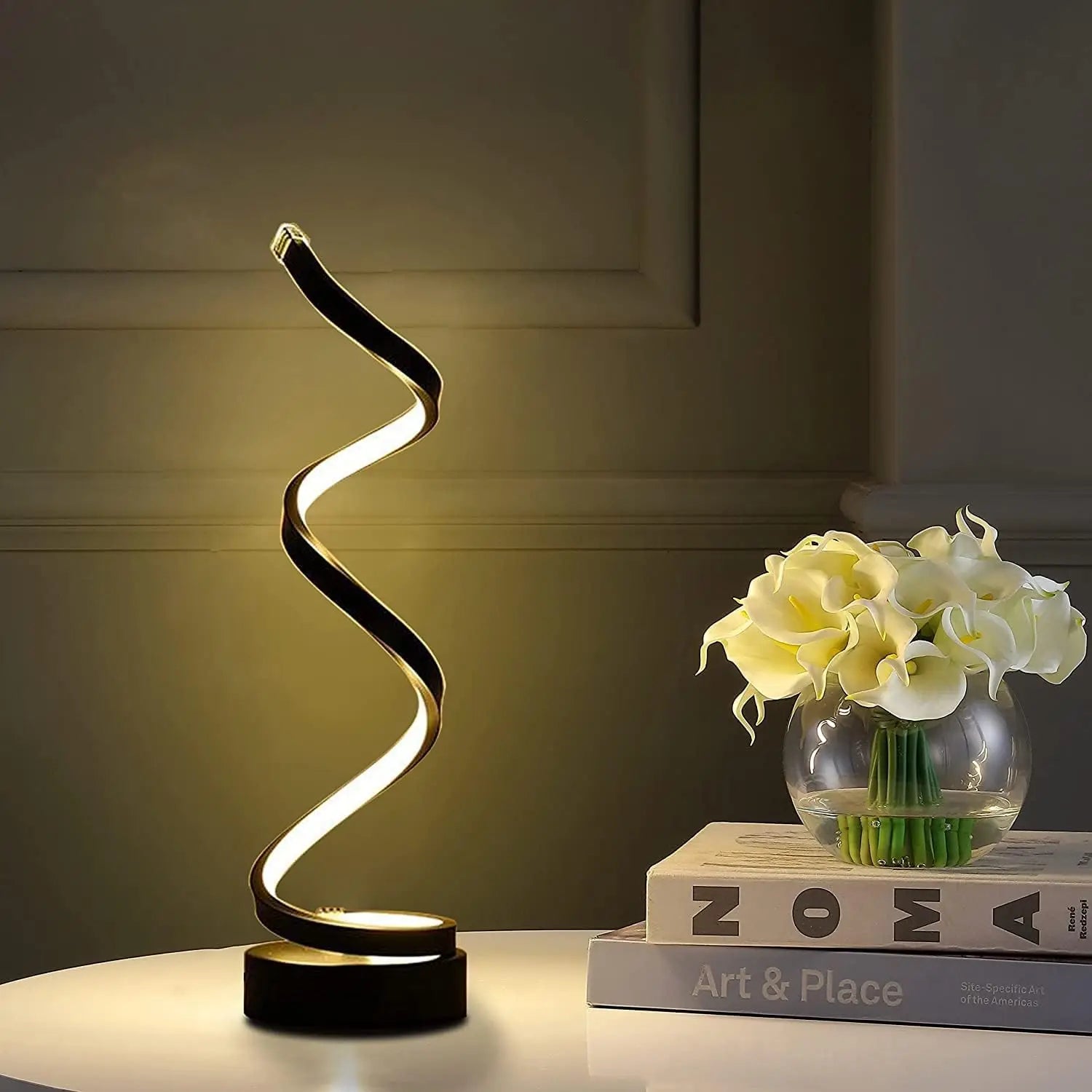 Table Lamps for Living Room,Modern Spiral Dimmable LED Table Lamp, Small Bedside Lamps, Nightstand Lamp for Bedroom Office Home Xerxes Eagles