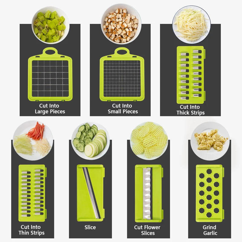 14/16 in 1 Multifunctional Vegetable Chopper Onion Chopper Handle Food Grate Food Chopper Kitchen Vegetable Slicer Dicer Cut Xerxes Eagles