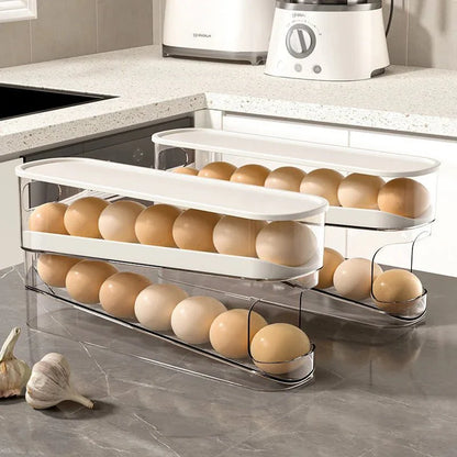 Refrigerator Egg Storage Box  Household Large Capacity Kitchen Dedicated Roll Off Egg Storage Rack - Xerxes Eagles